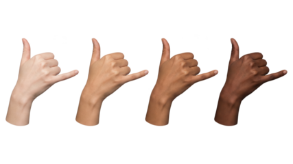 Hang Loose: Diverse Hands Showing Shaka Sign on White