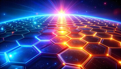 Glowing Hexagonal Grid with Radiant Energy
