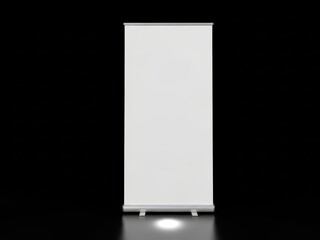 Blank white roll up banner stand on black background