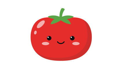 Cute Cartoon Tomato Smiling Happily with Friendly Face, Isolated White Background.