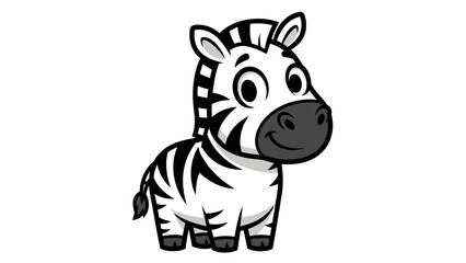 Naklejka premium Cute Baby Zebra Cartoon Standing Happily on Isolated White Background