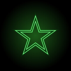 Green Neon Star Minimal Glowing Symbol on Dark Background