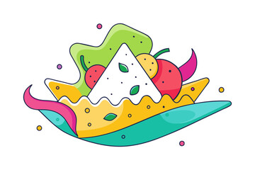 Mexican nachos with cheese jalapenos and sour cream food silhouette art