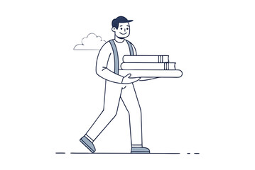 Professional Lumberjack In Safety Uniform Carrying Stacked Timber Wood For Forestry Work