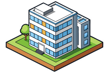 Urban residential apartment complex top view line art