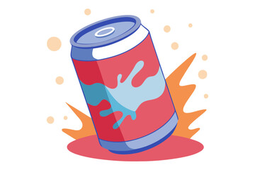 Cold Fizzy Soda Beverage Can Splash Effect Advertising Vector Design
