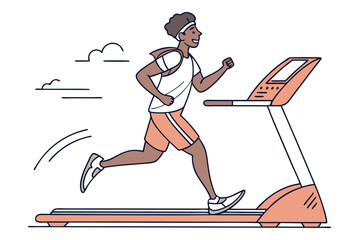 Athletic Male Sprint Training On Treadmill Cardio Workout Illustration