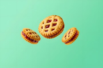 Lattice Jam Cookies on Mint Background