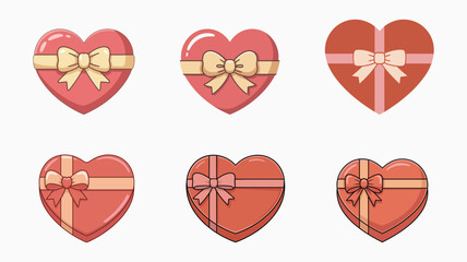 Collection of heart shaped gift boxes with bows