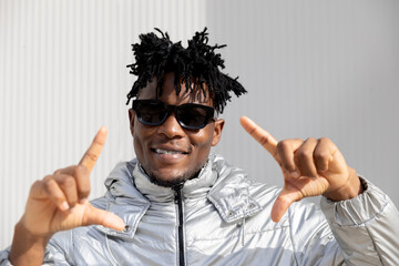 Futuristic style with confident expression