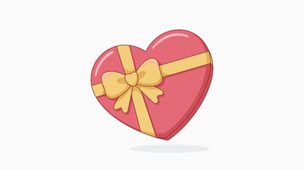 Pink heart shaped gift box with yellow ribbon and bow