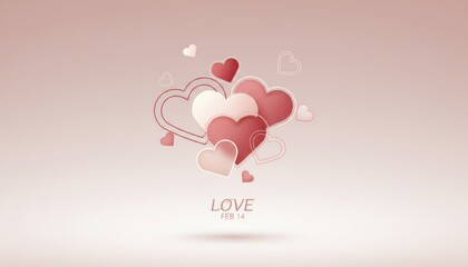 Romantic love hearts celebration valentine's day digital art soft background close-up view heartfelt emotions expressing affection and connection