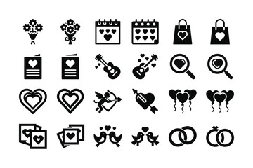 Valentine's Day icon set. Editable line icons. Vector illustration.

