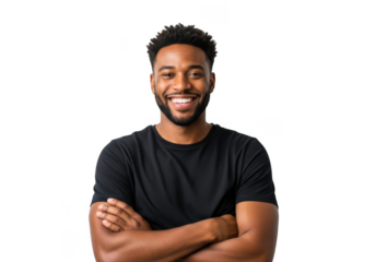 Smiling young man in casual attire isolated on transparent background