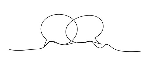 Obraz premium Speech Bubble Single Line Icon. Conversational elements of an artistic message. Communication cloud, blank dialog text neat vector design