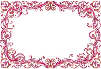Intricate, swirling line art design forming decorative borders and frames,  lines,  vintage