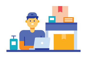 E-commerce and Warehouse Logistics Worker Flat Illustration