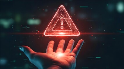 Warning symbol hand technology danger alert
