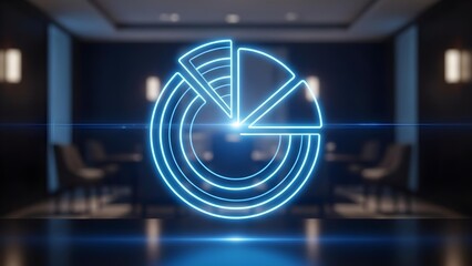 Neon pie chart business data visualization