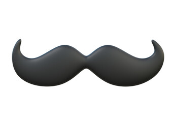 Front view black moustache icon design isolated on pastel background. Gentleman fake facial creative men. 3d render. illustration