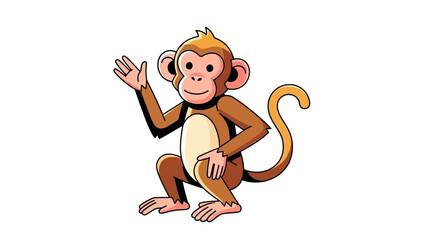 Cute cartoon monkey waving with a friendly expression © Rohim