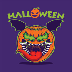 Scary Halloween Pumpkin Template Design