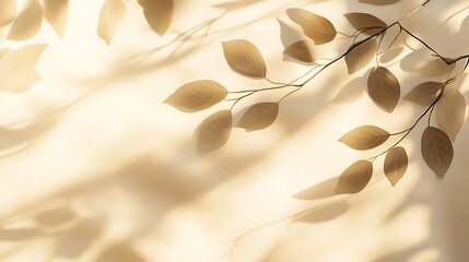 Abstract beige waves blending into leaf silhouettes with soft sunlight and sand texture 