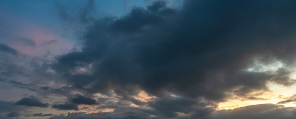 Beautiful sunrise sky and clouds after rain.