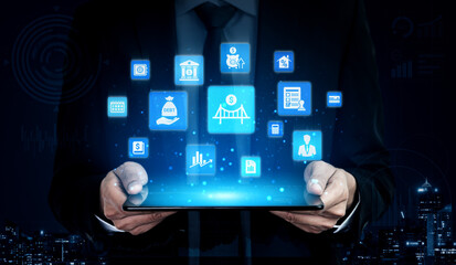 Loan icons represent debt, repayment, and financial planning. Loan supports banking, loan connects credit with payment systems, and loan helps manage interest effectively. Entice