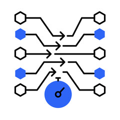 Latency Icon: Vector Line Graphic for Network Performance and Response Time Concepts. Latency icon, data delay, system speed, and network efficiency.