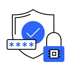 Zero Trust Security Icon: Vector Line Graphic for Cybersecurity and Access Control Concepts. Zero trust security icon, identity verification, network protection, and data safety.