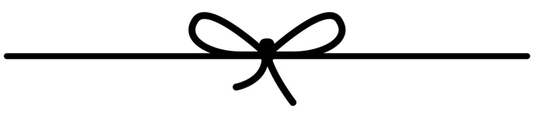 Simple line art of decorative knot and in simple style. Black outline illustration on white, ideal for elegant packaging, cards and birthday designs.