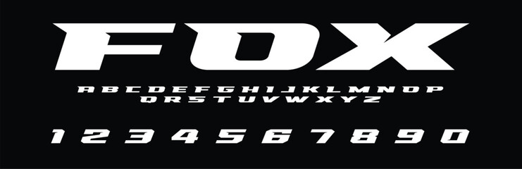 Fox Racing Speed Alphabet Font Vector Bold Sport Typography Letters Download it in high resolution format and print in any size   © Hasan