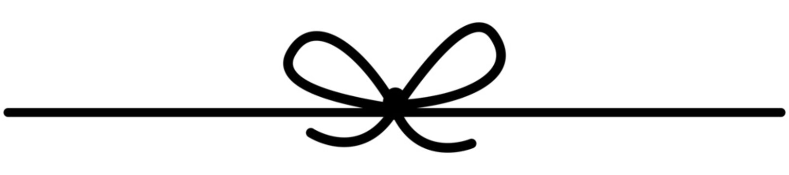 Simple line art of decorative knot and in simple style. Black outline illustration on white, ideal for elegant packaging, cards and birthday designs.