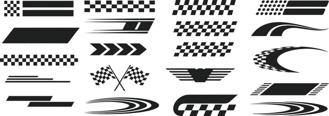 Motorsport Vector Graphics with Racing Stripes, Checkered Flags and Speed Patterns © 弗莱彻