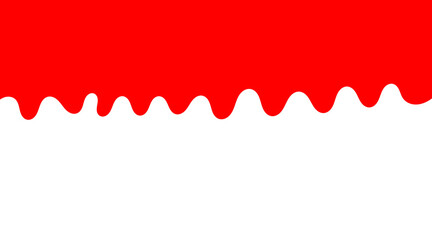 Red wavy drip border. Liquid paint edge background design. Abstract flowing wave shape. Decorative header banner element for graphic design