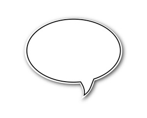 White speech bubble shape. Comic dialogue balloon outline. Message callout chat element. Text box icon for graphic design