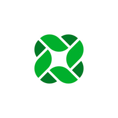 Abstract Green Intertwined Loop Square Logo Design