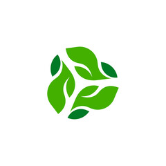 Green Leaf Eco Recycling Symbol Logo Design