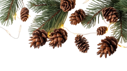 Decorative Christmas greenery with glittering multicolored bulbs and frosty branches. png