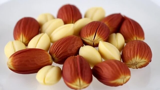 Fresh Peanuts with Red Skins and Peeled Kernels Ready for Snacking