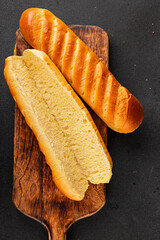 Fresh bun for hot dog natural baked goods soft ingredient appetizer fresh tasty table setting...