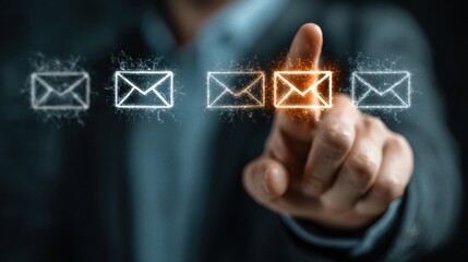 Businessman deciding on suspicious Emails to avoid internet viruses and potential scams, using 'yes' or 'no' decision to indicate potential threat