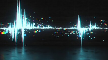 An abstract digital representation of an electrocardiogram reading with a futuristic aesthetic