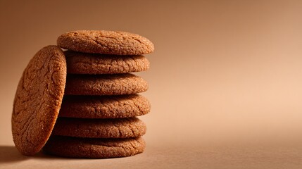 Clean layout of ginger snaps on soft tan background, open copy space