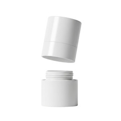 White cosmetic container with removable lid isolated on transparent background