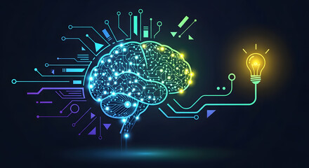 Artificial Intelligence Concept with Digital Brain and Technology Icons