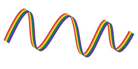 Flag LGBT ribbon icon, badge or button. Template design, vector illustration. Love wins. LGBT symbol in rainbow colors. Gay pride silk textile background.