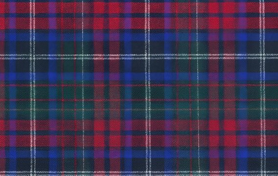Classic red and blue tartan plaid pattern with white accents