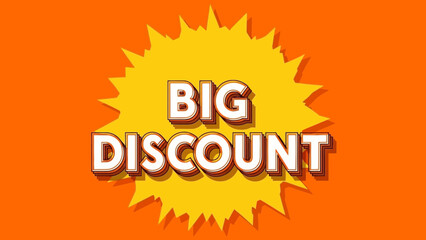 Big Discount yellow starburst text vector on orange background